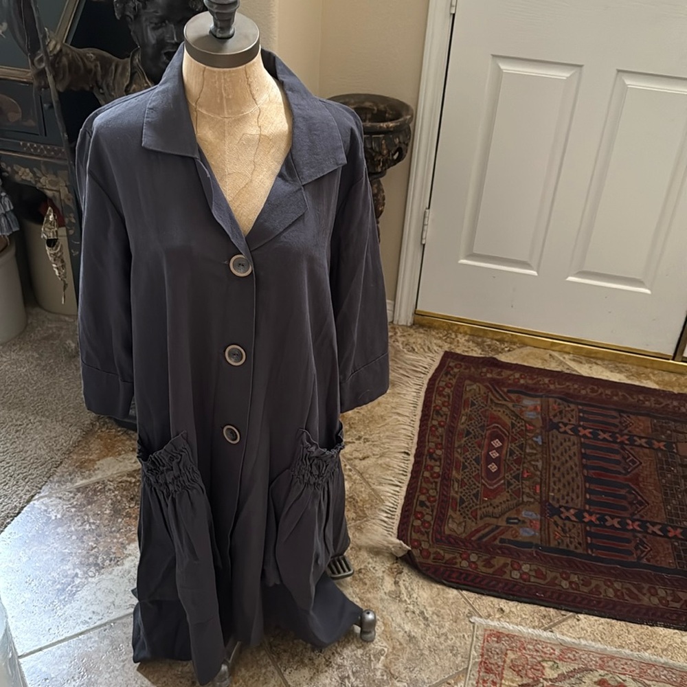 Offer for Sale is a sz XL for Cynthia linen slate, gray short dress or top
